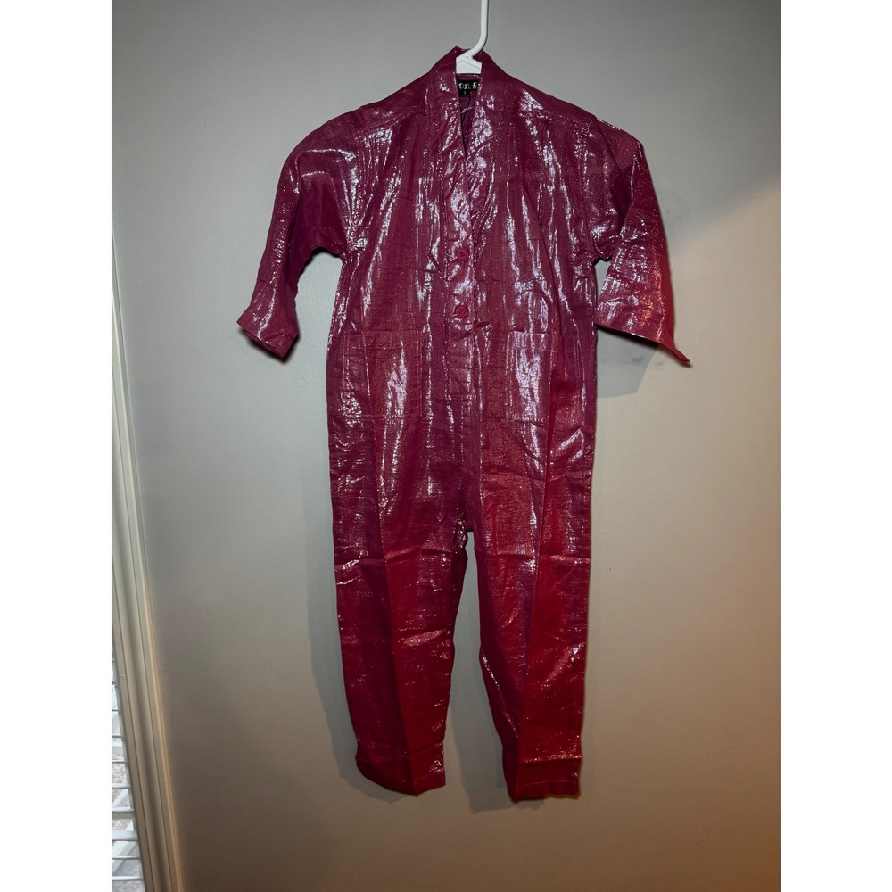 Kondi Kids Lurex Utility Pink Metallic Foil Jumpsuit Button Front Size 6 NEW